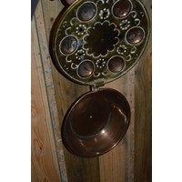 thumb-Vintage koperen bedstoof met eiken steel-2