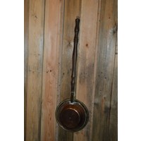 thumb-Vintage koperen bedstoof met eiken steel-3