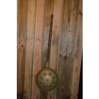 thumb-Vintage bedstoof (beddenpan) met eikenhouten steel en koperen pan-2