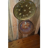 thumb-Vintage koperen bedstoof met eiken steel-3