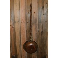 thumb-Vintage bedstoof (beddenpan) met eikenhouten steel en koperen pan-4