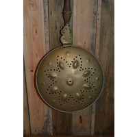 thumb-Vintage bedstoof (beddenpan) met eikenhouten steel en koperen pan-5