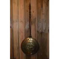 thumb-Vintage koperen bedstoof met eiken steel-1