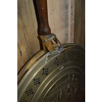thumb-Vintage bedstoof (beddenpan) met eikenhouten steel en koperen pan-4