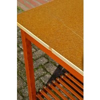 thumb-Tweedehands retro bijzettafeltje met houten onderstel en kunststof rand-4