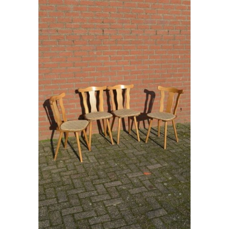 Onverslijtbare vintage caféstoelen van beukenhout met bekleding-1