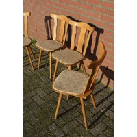 thumb-Onverslijtbare vintage caféstoelen van beukenhout met bekleding-3