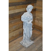 thumb-Sierlijke vrouw met een bos bloemen betonnen beeld-2