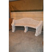 thumb-Elegante betonnen tuinbank met ramkoppen en ruitpatroon rugleuning-1