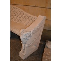 thumb-Elegante betonnen tuinbank met ramkoppen en ruitpatroon rugleuning-3