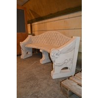 thumb-Elegante betonnen tuinbank met ramkoppen en ruitpatroon rugleuning-7