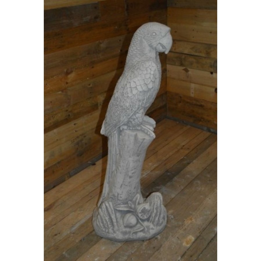 Grote ara op boomstronk – betonnen tuinbeeld-1