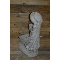 thumb-Meisje met kruiwagen  als plantenbak betonnen beeld-5