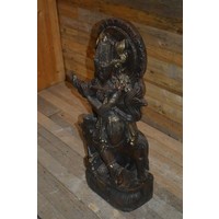 thumb-Betonnen tuinbeeld Krishna op koe-4