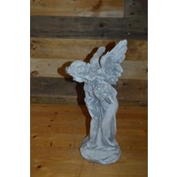 thumb-Betonnen beeld elfje met bloemen en vleugels-5