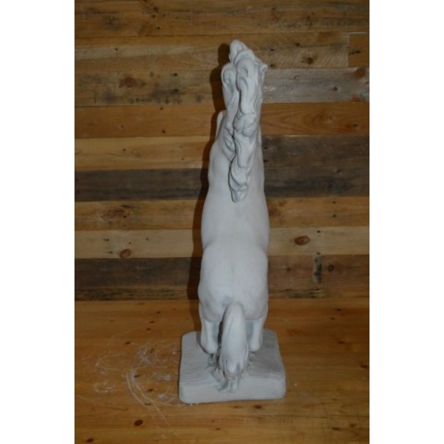 Betonnen tuinbeeld van steigerend paard met lange manen – decoratief beeld voor oprit of manege-5