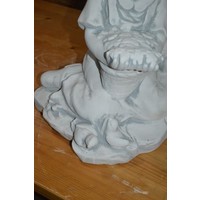 thumb-Betonnen beeld zittend meisje met dieren en bloemenmand bloembak-3