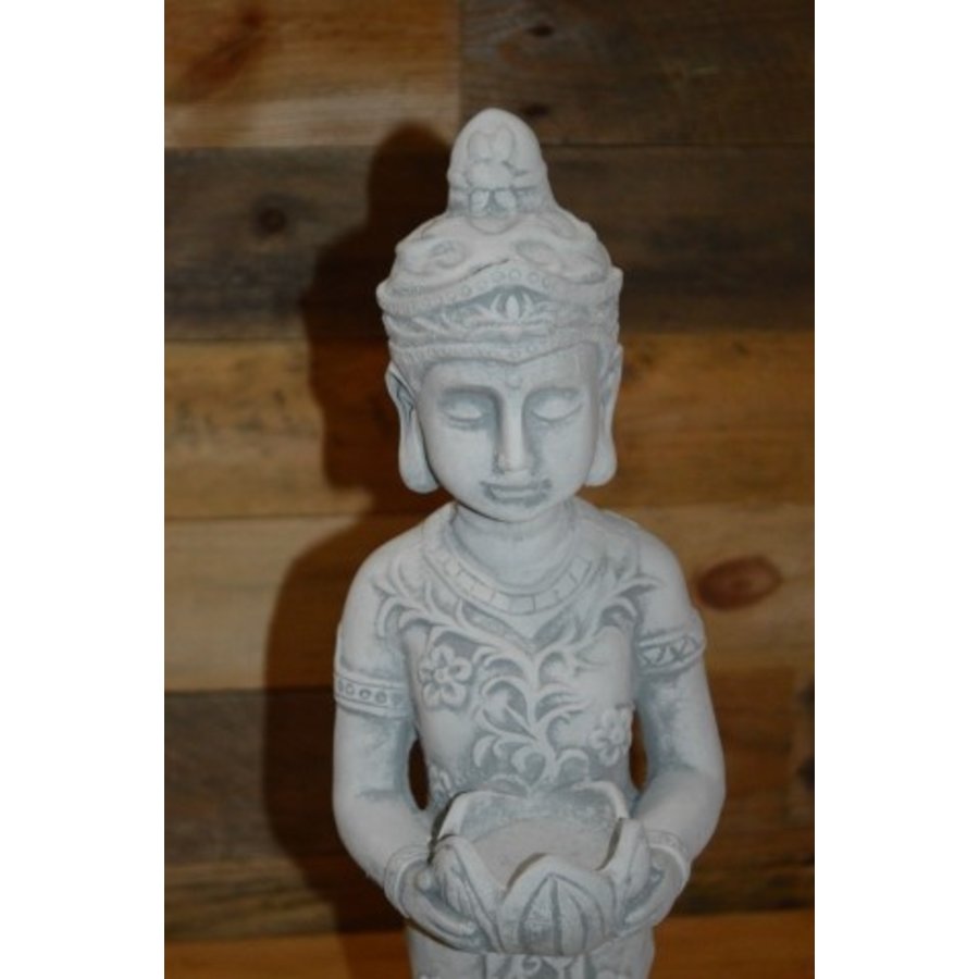 Betonnen beeld Shiva / Shri Lakshmi met lotusbloem tuinbeeld-5