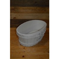 thumb-Fleurige ovale betonnen bloembak met zonnebloemdecoratie voor tuin, terras of vensterbank-2