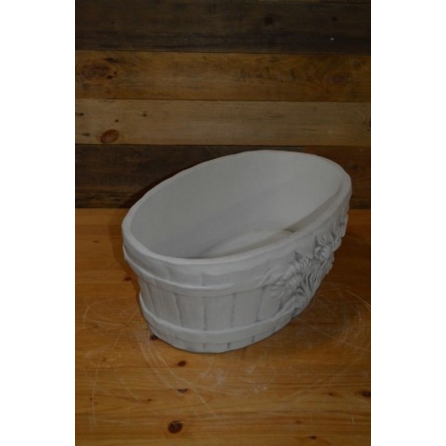 Betonnen ovale bloembak met zonnebloem decoratie-2