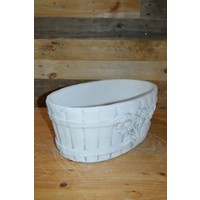 thumb-Fleurige ovale betonnen bloembak met zonnebloemdecoratie voor tuin, terras of vensterbank-3