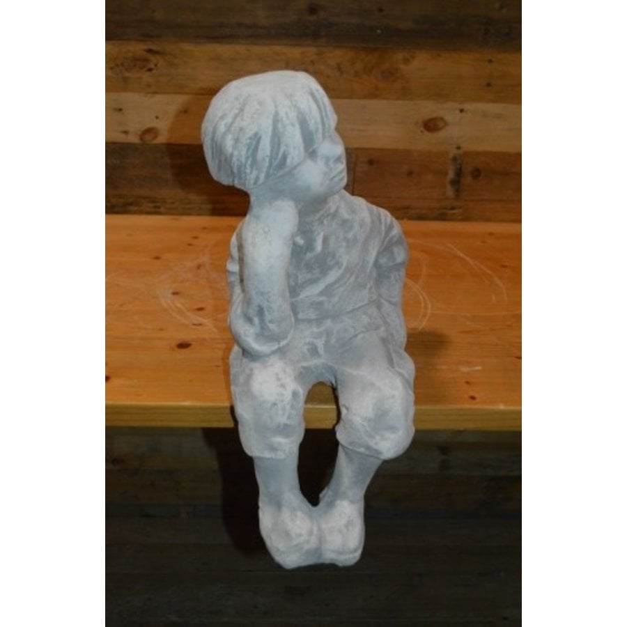 Betonnen beeld boeren jongetje tuinbeeld nostalgisch-2