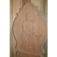 thumb-Vintage houten wandbord met vrouw en karnton-2