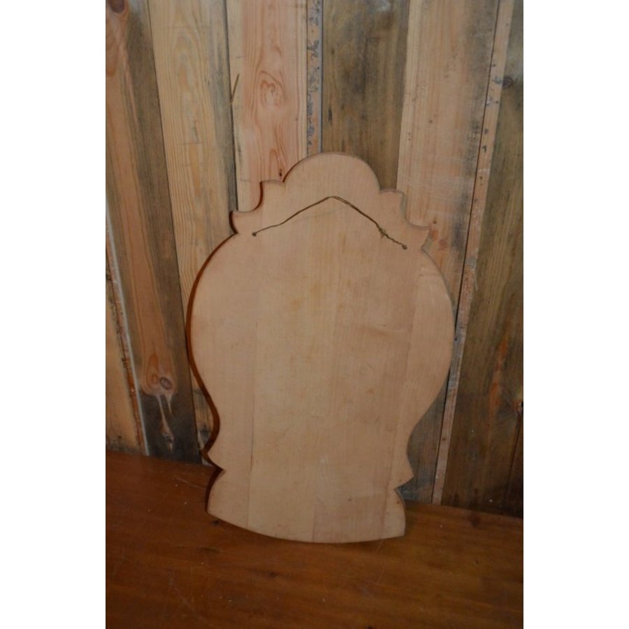 Vintage houten wandbord met vrouw en karnton-3