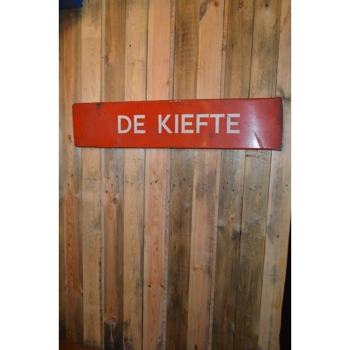Vintage geëmailleerd naambord De Kiefte 