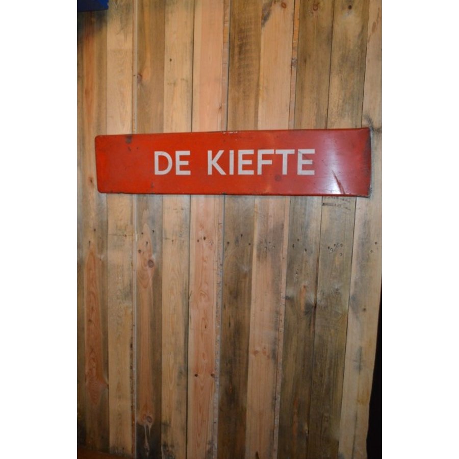 Vintage geëmailleerd naambord De Kiefte-1