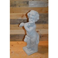 thumb-Betonnen tuinbeeld van jongeling met dwarsfluit – muzikale decoratie voor buiten-2