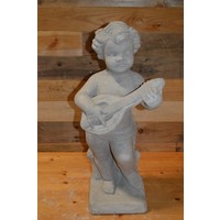 thumb-Betonnen tuinbeeld van een vrolijke jongeling met gitaar – decoratief beeld voor tuin of sokkel-1