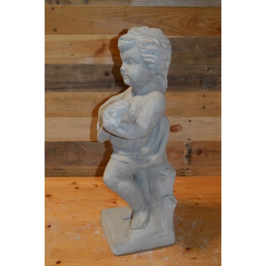 Betonnen tuinbeeld van een vrolijke jongeling met gitaar – decoratief beeld voor tuin of sokkel-2