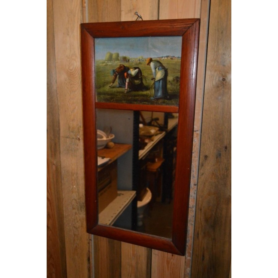 Vintage spiegel uit de jaren 50 met arbeidersdecor-1