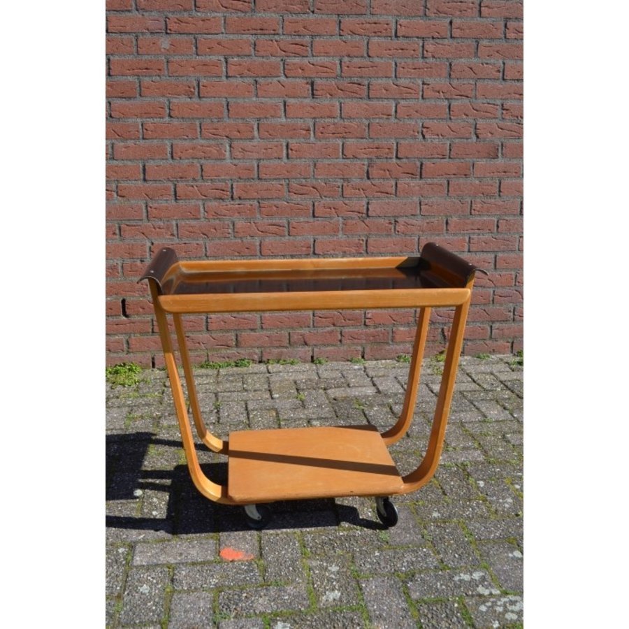 Retro art-deco serveer wagentje 2 kleurig Pastoe-2