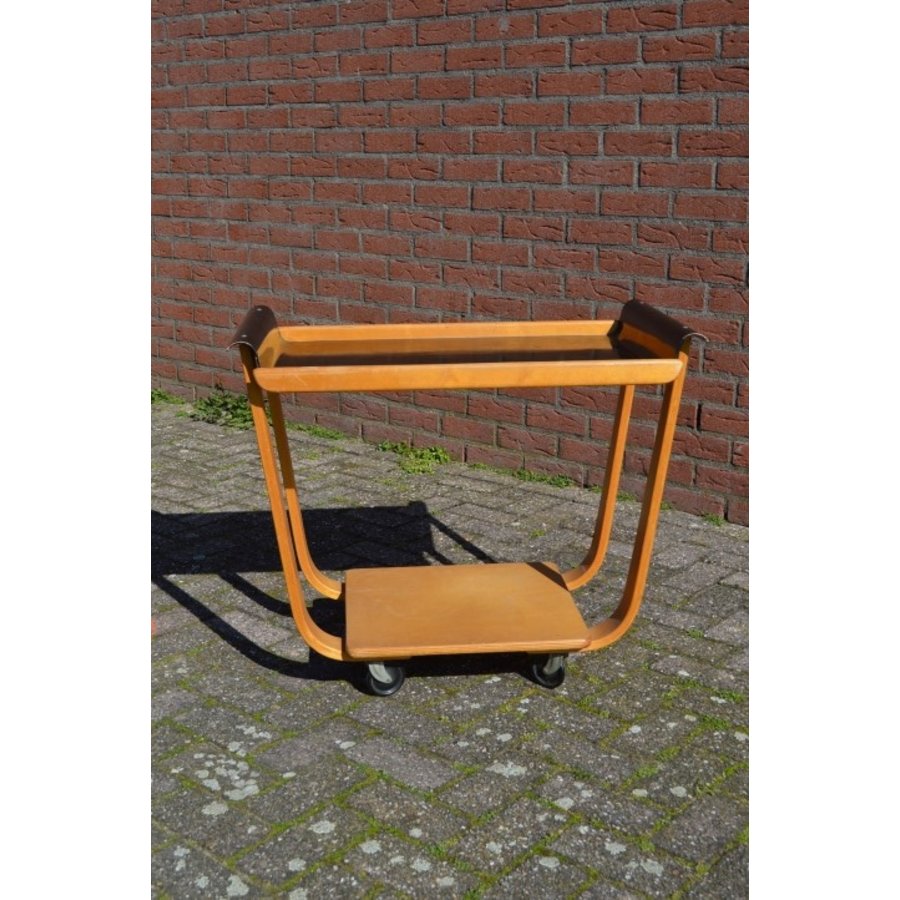 Retro art-deco serveer wagentje 2 kleurig Pastoe-4