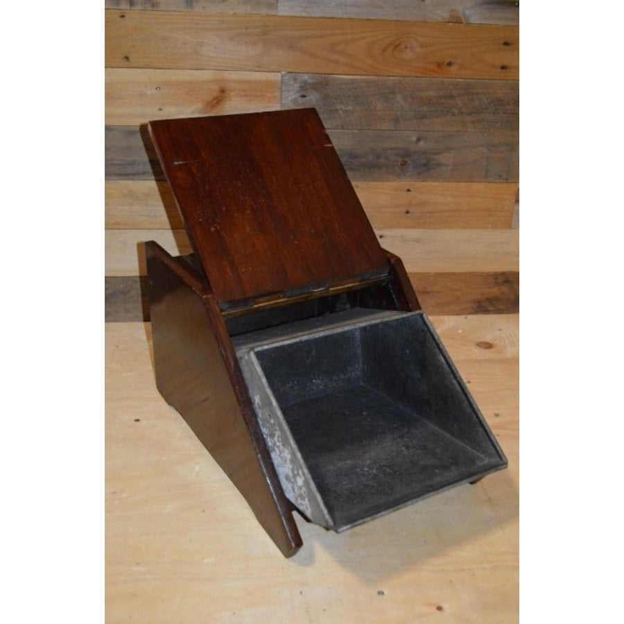 Art Deco mahoniehouten kolenbak met metalen binnenbak en koperen handgrepen-3