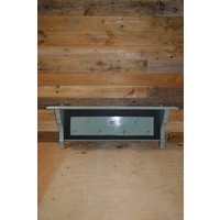 thumb-Vintage houten kapstok boerengroen met hoedenplank-2