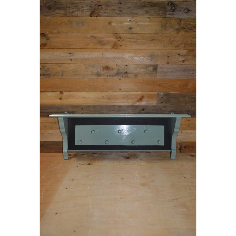 Houten kapstok in een groene kleur met een zwarte rand-1