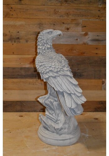 Betonnen beeld adelaar achterom kijkend 