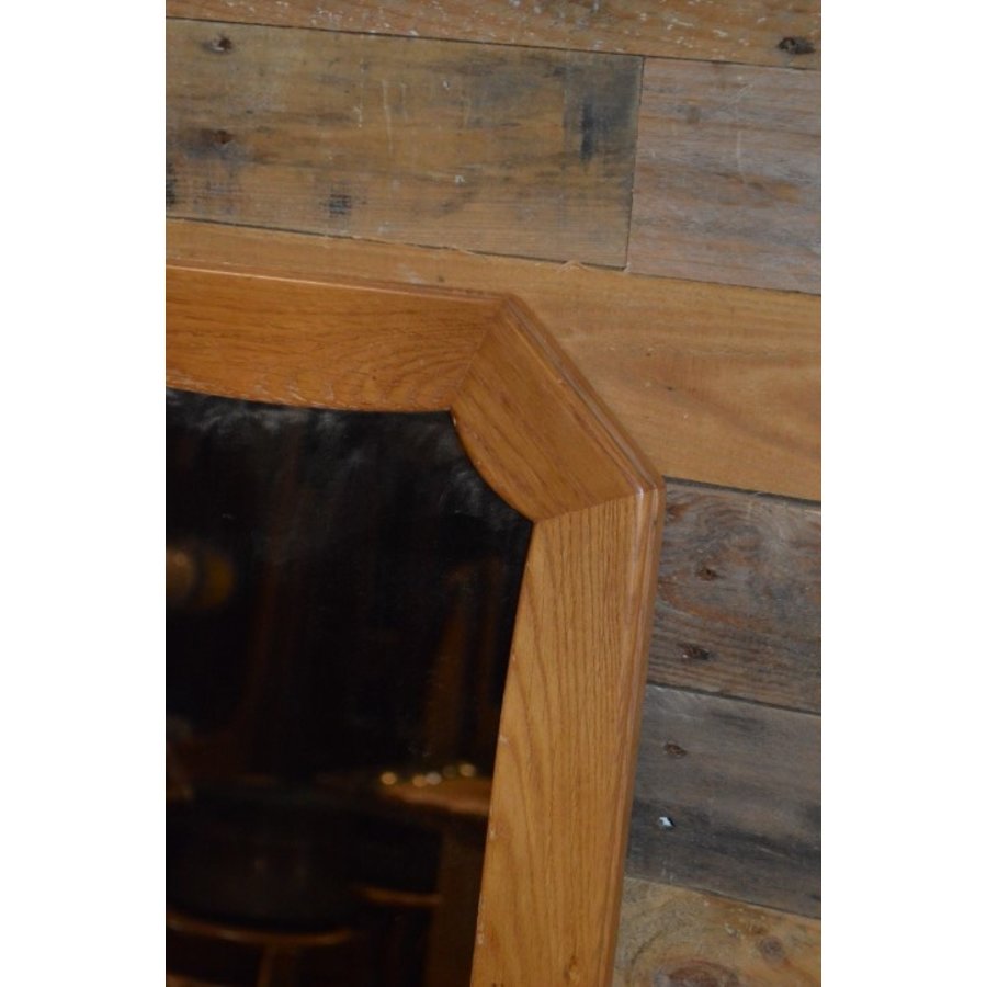 Achthoekige spiegel met blank eiken lijst-3