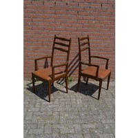 thumb-Twee vintage design mahonie houten armstoelen met leren zitting-3
