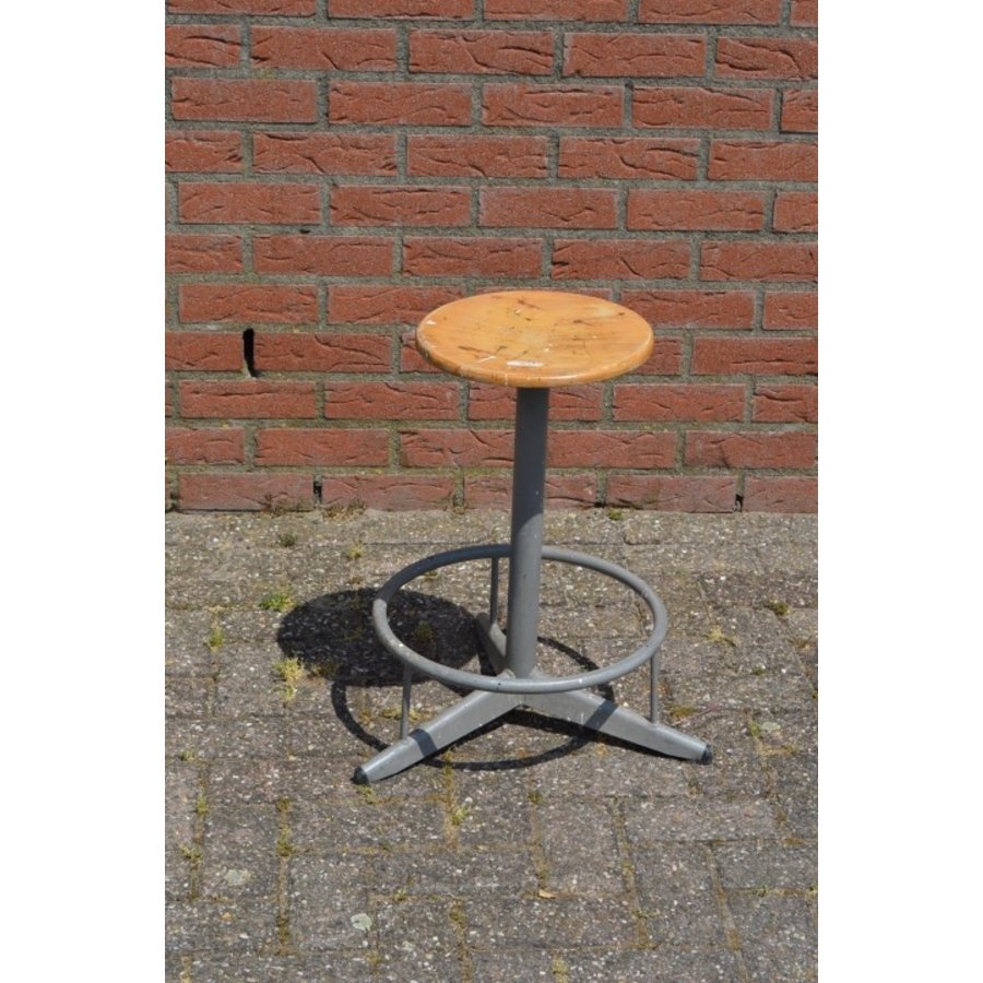 Retro industriële tekentafel werkkruk met voetensteun-1