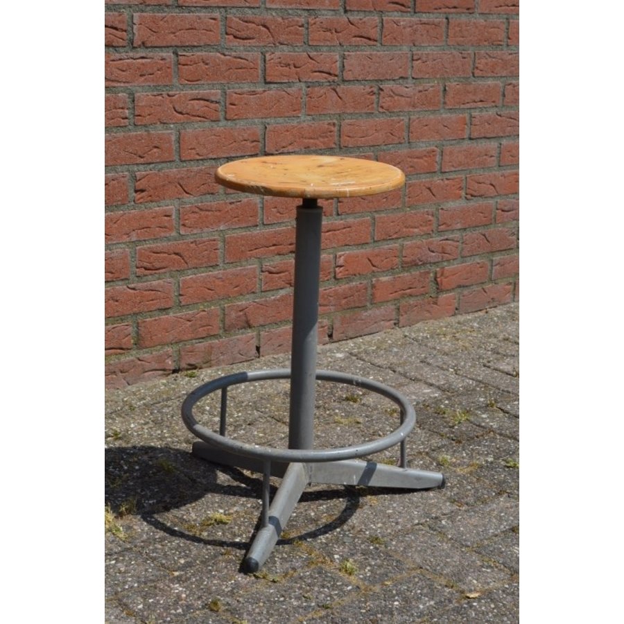 Retro industriële tekentafel werkkruk met voetensteun-2