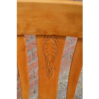 thumb-Vintage beukenhouten armstoel met biezen zitting-4