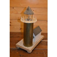 thumb-Unieke vuurtoren met lampje van koperen kanonskogel huls-6