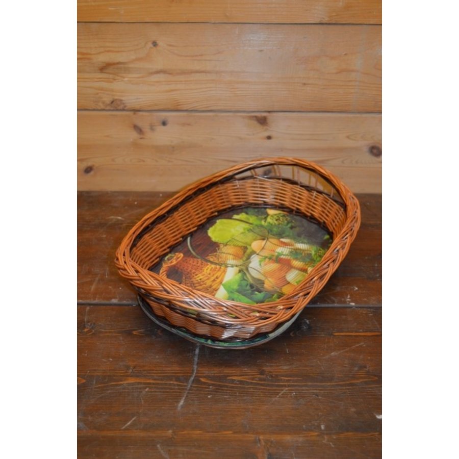 Klein dienblad met gevlochten rand en stevige handgrepen-3