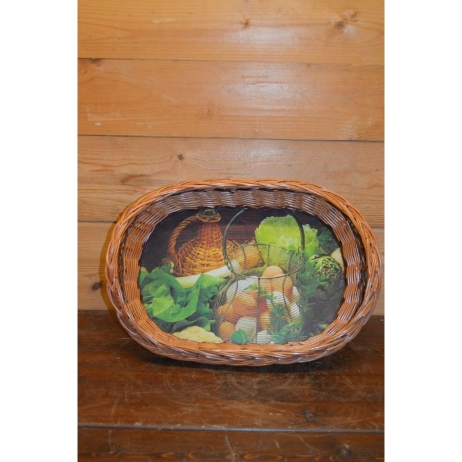 Klein dienblad met gevlochten rand en stevige handgrepen-5