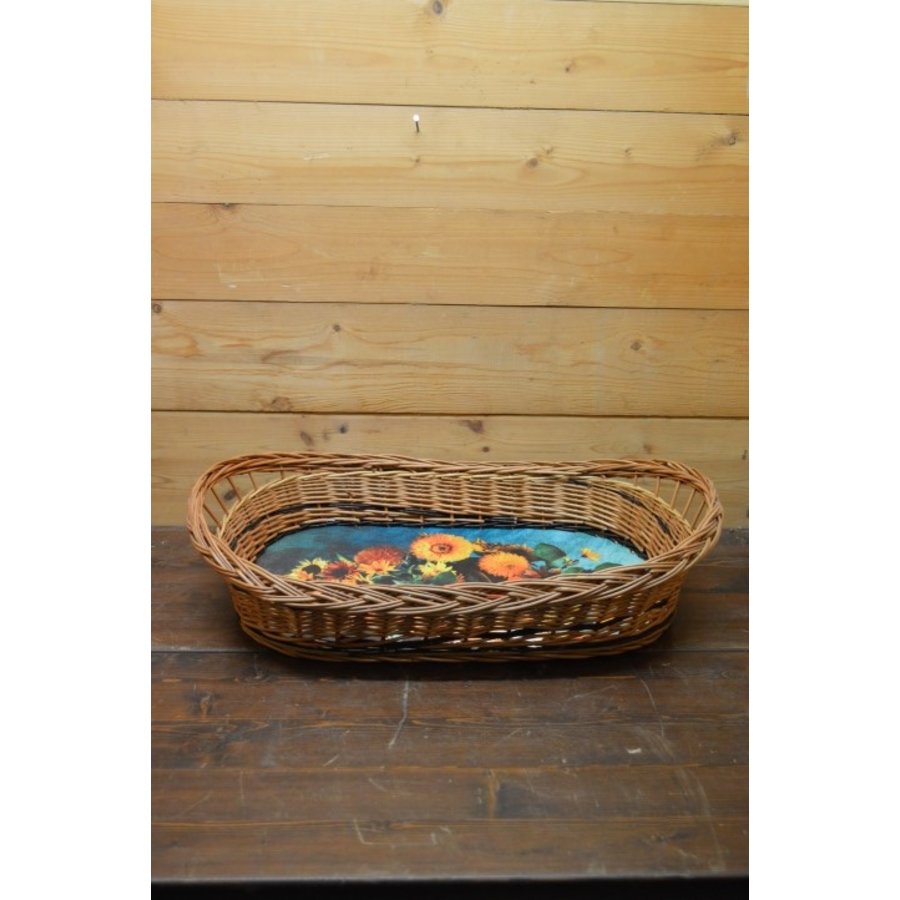 Groot dienblad met gevlochten wilgentenen rand en handgrepen-2