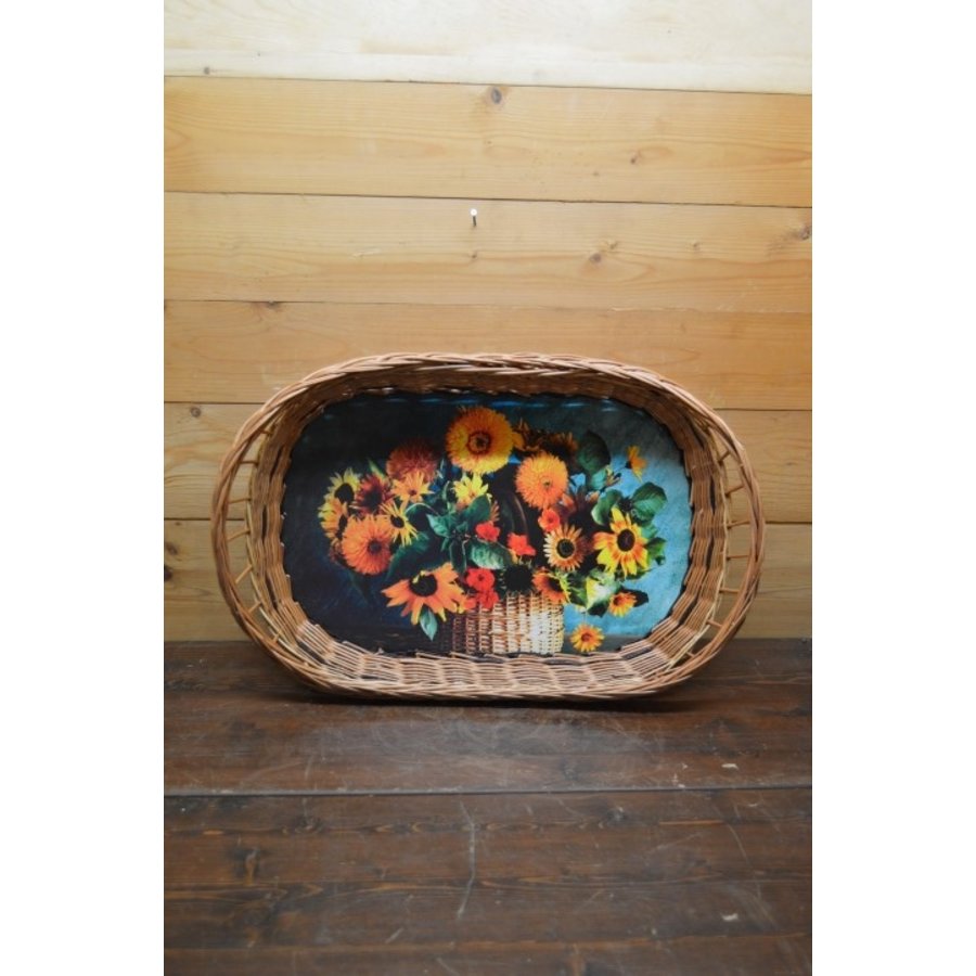 Groot dienblad met gevlochten wilgentenen rand en handgrepen-4
